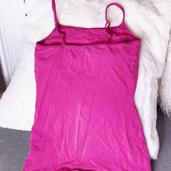 Hot Pink Plain Basics Spaghetti Strap Tank Top - Picture 3 of 4